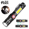 new pattern Tail magnet aluminium alloy Flashlight Telescopic focusing LED Flashlight USB charge Portable flashlight