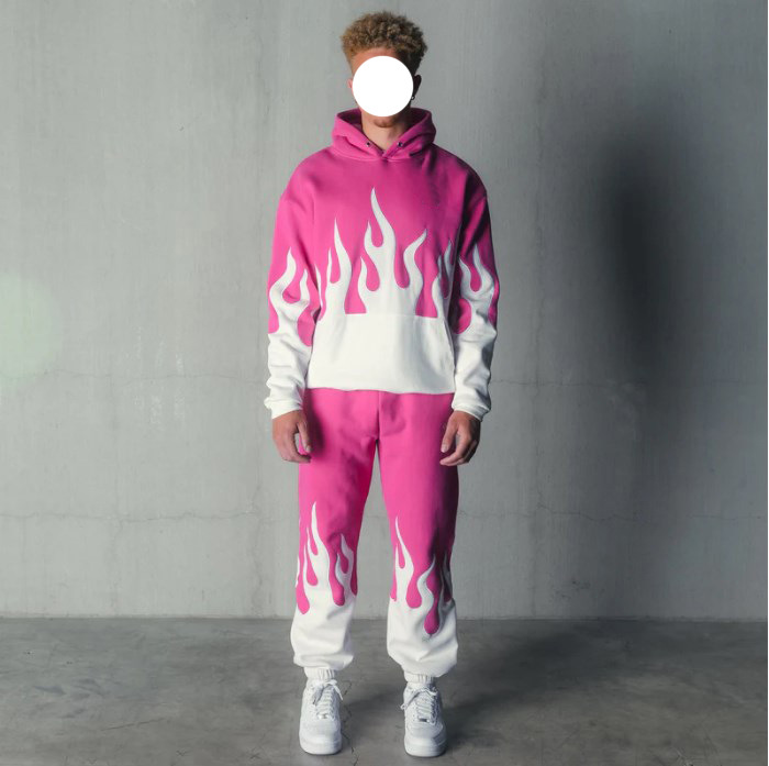 Sudadera con capucha hombre bordado llamas diablo oversize_voghion.com