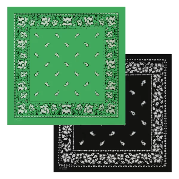 Cotton Black and Green Paisley Print Square Scarf Outdoor Cycling Mountaineering Face Scarf Hip-Hop Street Dance Decorative Headscarf