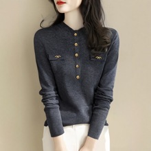 长袖针织衫上衣女装秋冬季2025新款外贸原单修身打底衫毛衣