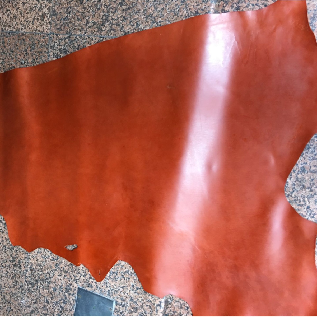 头层牛皮 压变牛皮 商标皮 皮料 马鞍皮 DIY手工 皮革皮料 橘色