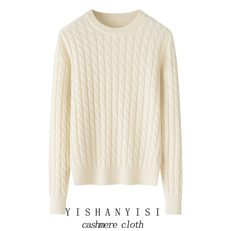 Inner Mongolia Factory Round Neck Twist Pullover 100 Pure Cashmere Sweater for Women Simple and Sweet Spring & Fall Bottoming Shirt