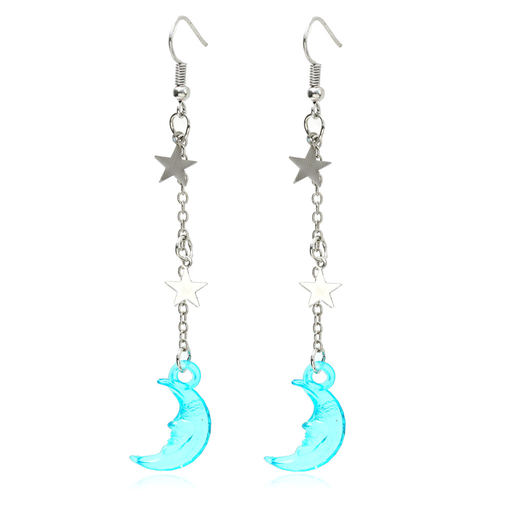 Nihaojewelry Fashion Moon Acrylic Tassel Long Earrings Wholesale Jewelry display picture 10