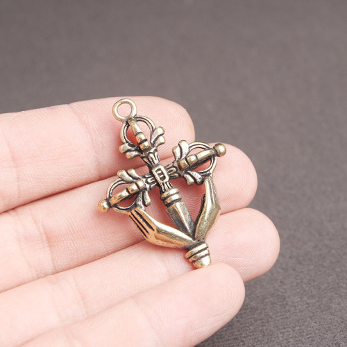 Brass old Buddha hand cross vajra pestle key chain pendant Tibetan religious instrument pendant copper wholesale