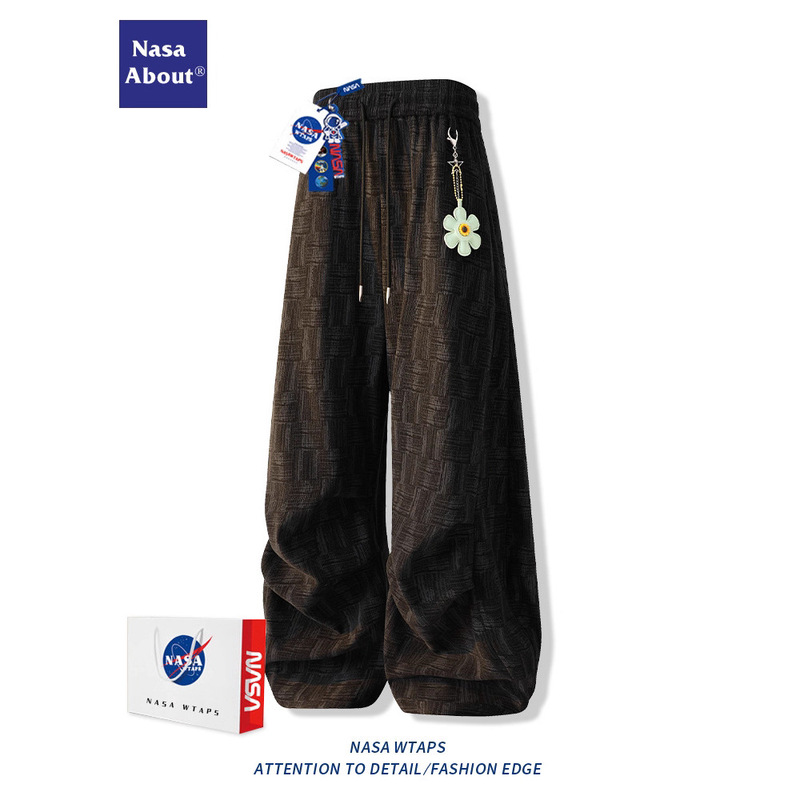 Nasa Casual Pants for Men 2026 Spring and Autumn Trendy Tie-Dye Woven Texture Long Pants High-End Men's Trousers