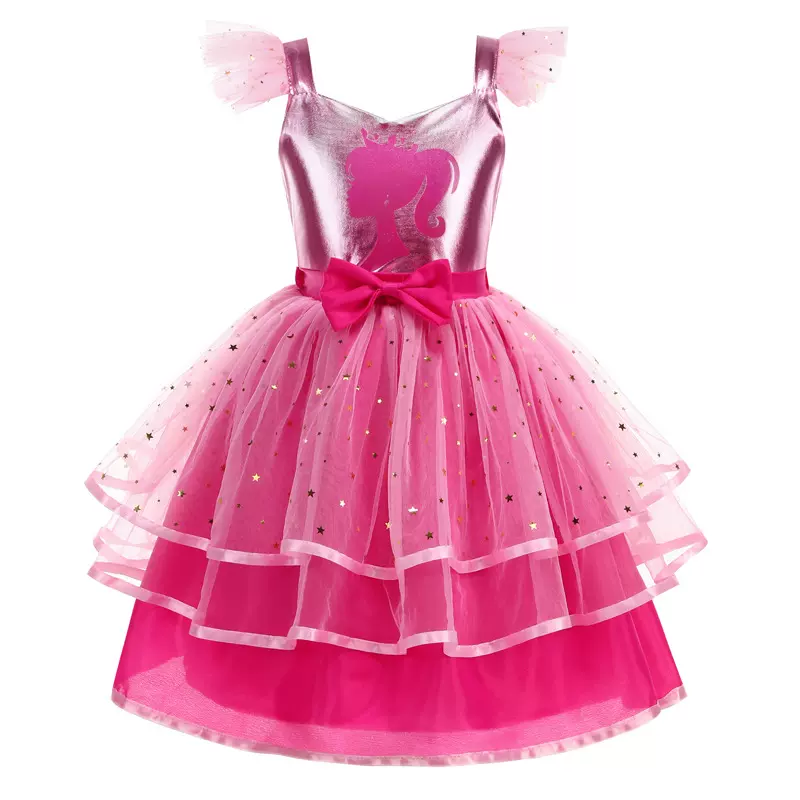 欧美新款cosplay真人芭比同款公主裙 女童舞台表演蛋糕蓬蓬连衣裙