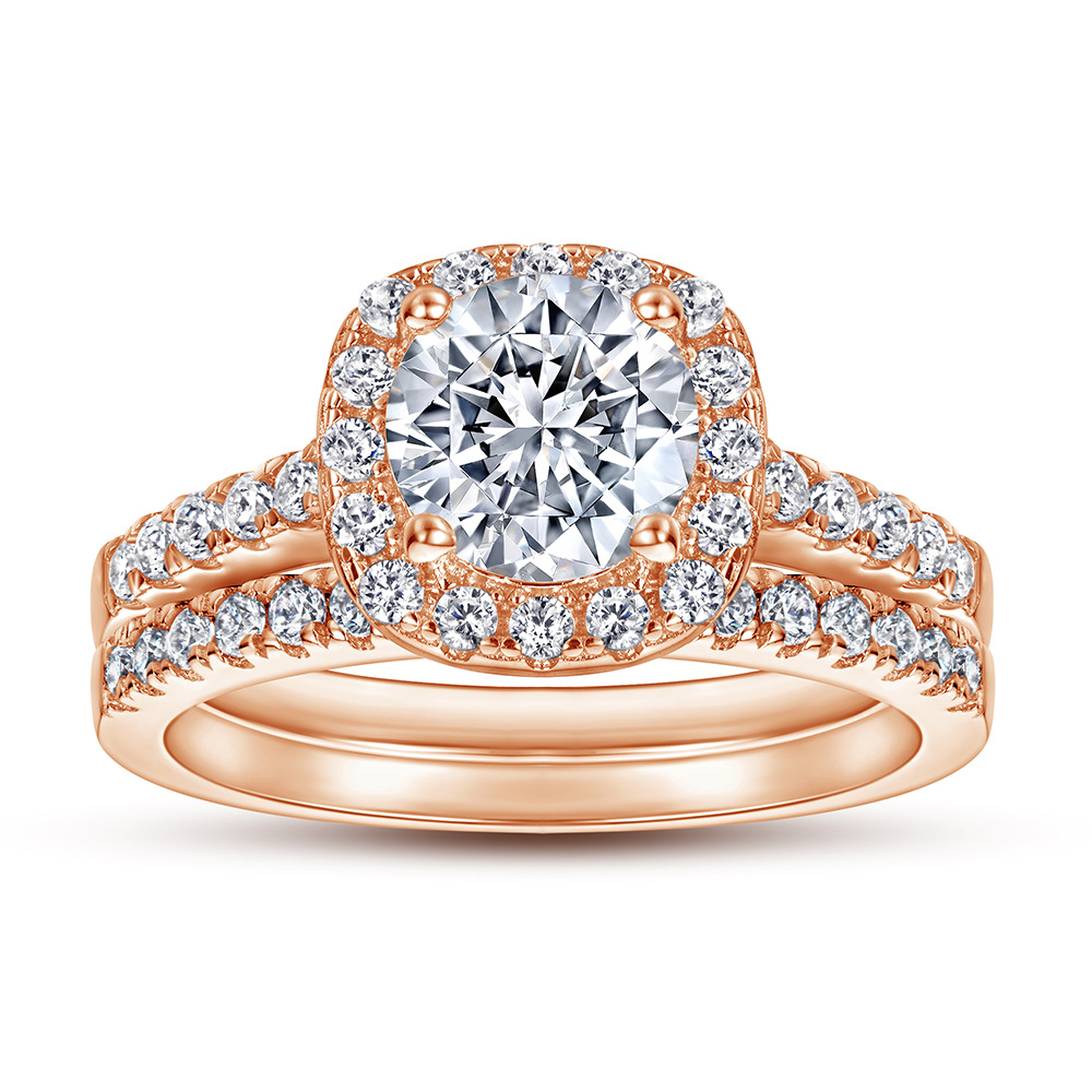 Tonglin europeo y americano Venta caliente 925 anillo de plata esterlina mujeres ZIRCON traje compromiso boda anillo de boda conjunto