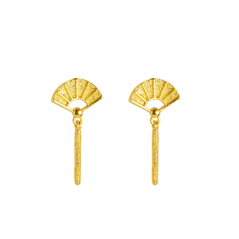 Vietnam Sha Jin China ventilador pendientes de orejas, retro, nicho, alta sensación, lujo ligero, joyas de aleación de cobre