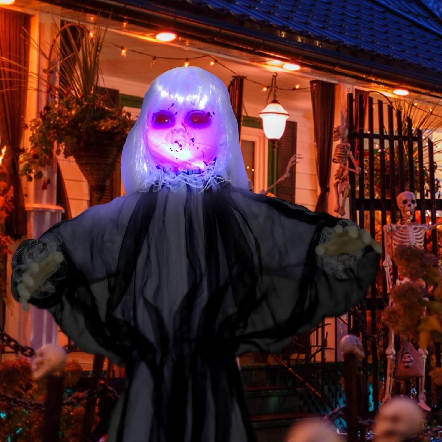 Accesorios transfronterizos de Halloween chicas de control de voz luminiscente eléctrica sonora inducción de la casa embrujada decoración de la escena