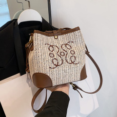 大容量時尚質感簡約單肩斜挎包包女2024春季新款百搭ins水桶包潮