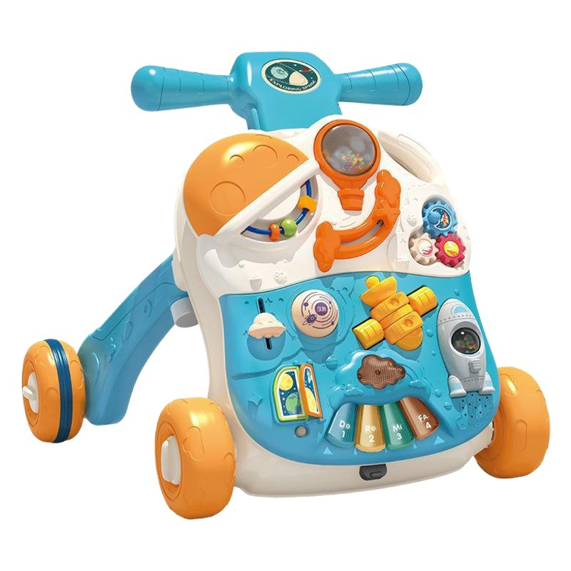 Juguete andador para bebés superventas transfronterizo, cochecito multifuncional que se puede transformar en una mesa de aprendizaje con música.