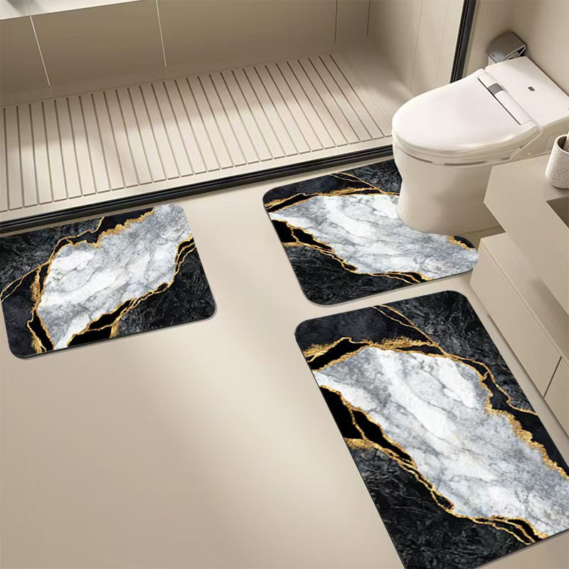 Alfombra de barro de diatomeas simple, alfombrilla de baño de secado rápido absorbente de agua especial, alfombrilla de baño de tres piezas antideslizante y resistente a la suciedad