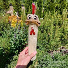 跨境新款 鸵鸟头鸡头FUNNY Hidden CHICKEN花园庭院装饰树脂工艺