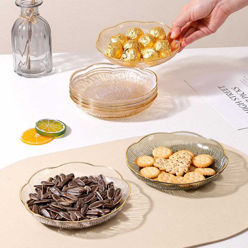 Wholesale Floral Fruit Plate for Home Use, High-End Multifunctional Bone-Injection Dish, Dining Table Snack Plate, Thickened and Aesthetically Pleasing Dish