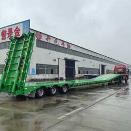 12米低平板运输车 摊铺机液压爬梯低平板车 三线六桥重型低平板车