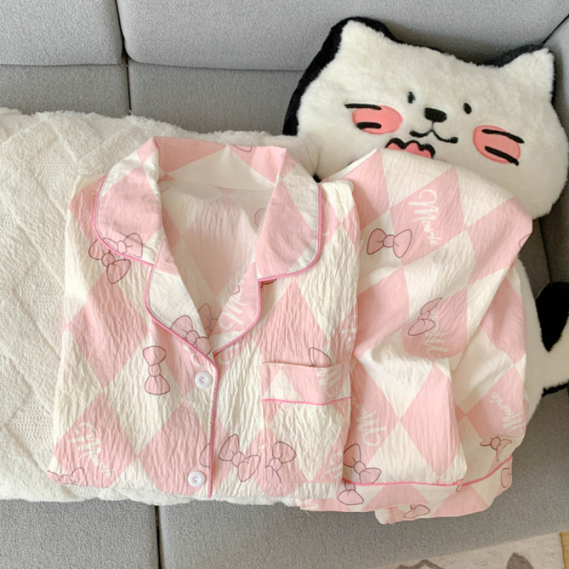 云朵棉秋季新款睡衣女长袖翻领卡通甜美可爱高级网红风家居服套装|undefined