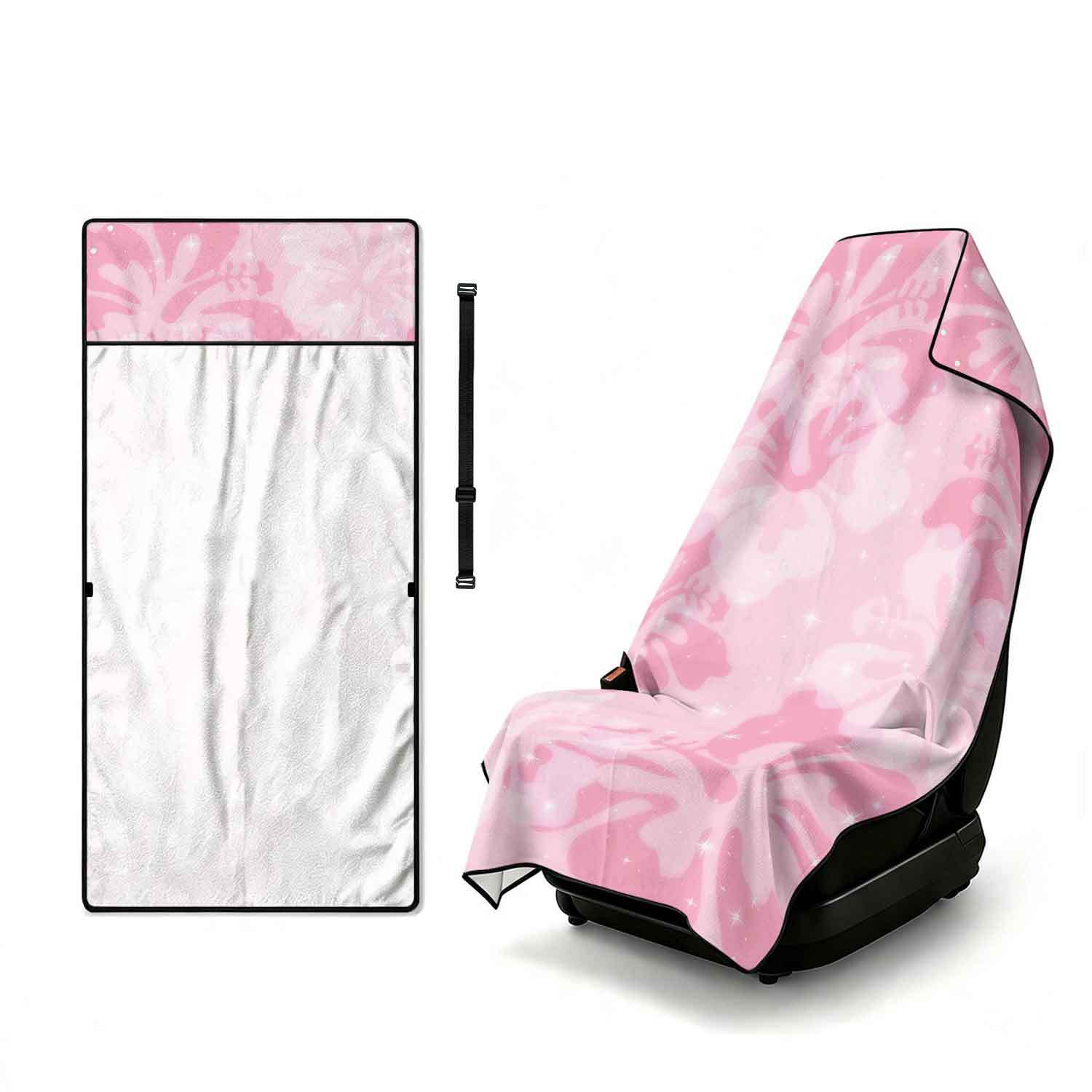 Printed bath towel and car seat cover 2-in-1, ultra-fine fiber outdoor beach and car dual-use universal seat cushion
