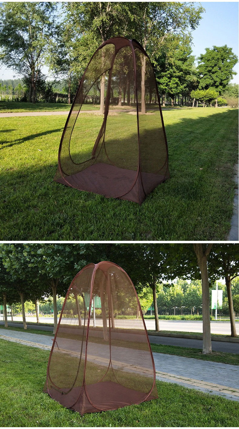 Manufacturer's Ready-Made Automatic Pop-Up Steel Wire Tent, Full Mesh Anti-Mosquito and Insect-Proof Tent, Hand-Thrown Pole Single-Person Tent