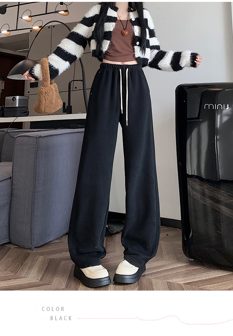 Autunno e inverno Isolamento in peluche Nuovi pantaloni sportivi casual lunghi a gamba dritta larghi e dimagranti_voghion.com