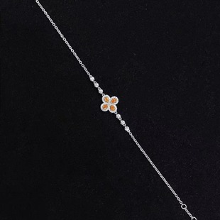 Light Luxury Elegant Orange Diamond Bracelet Water Drop Cut Pink Four-leaf Clover 0.266ct18K Gold Diamond Bracelet Bracelet