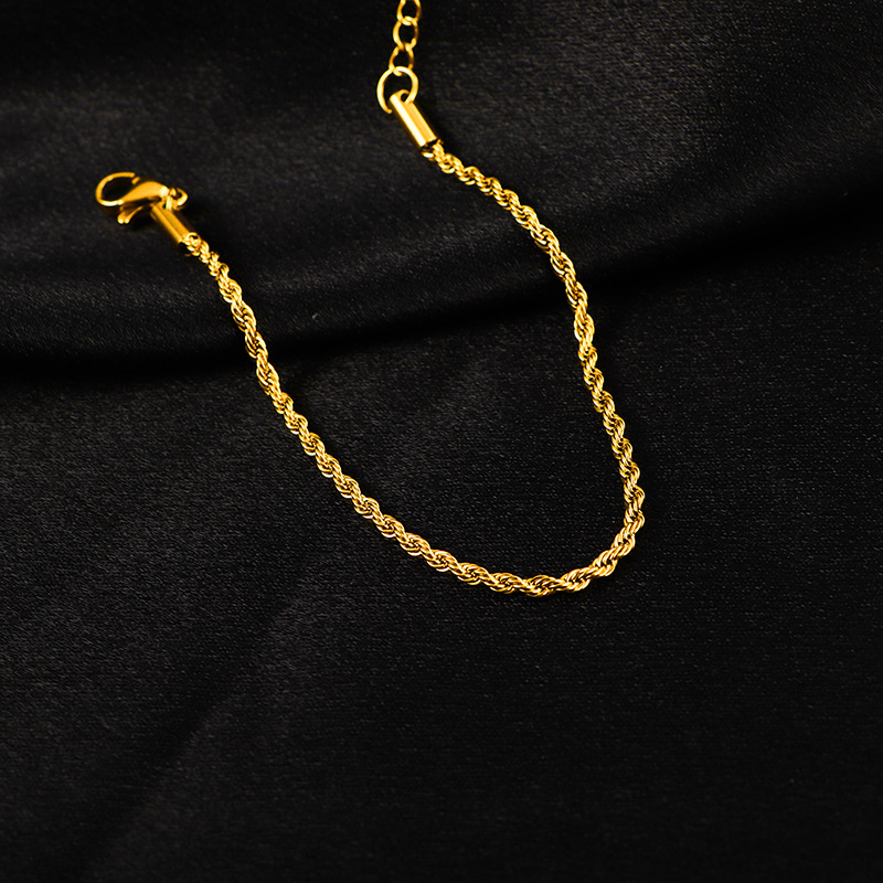 Flätat armband för kvinnor i titanstål lyxig minimalistisk_voghion.com
