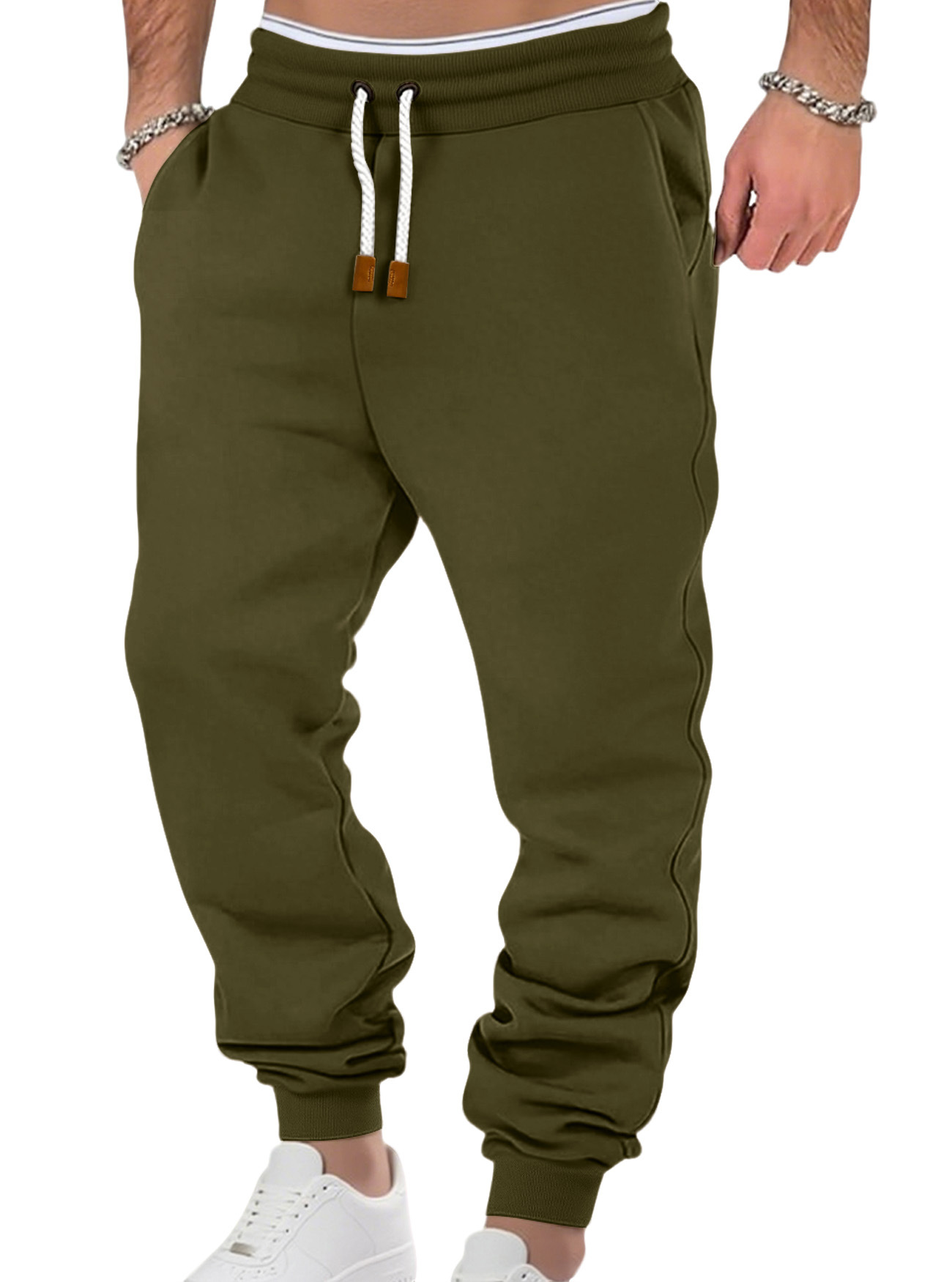 Monochrome Man- Clothing Men's Spring Autumn Solid Color Trendy Sports Casual Sweatpants European And American Loose_viptrois.com