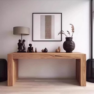 Wabi-Sabi Style Solid Wood Console Table Designer High-End Entrance Console Table Wall-End Table Ornaments Side Cabinet