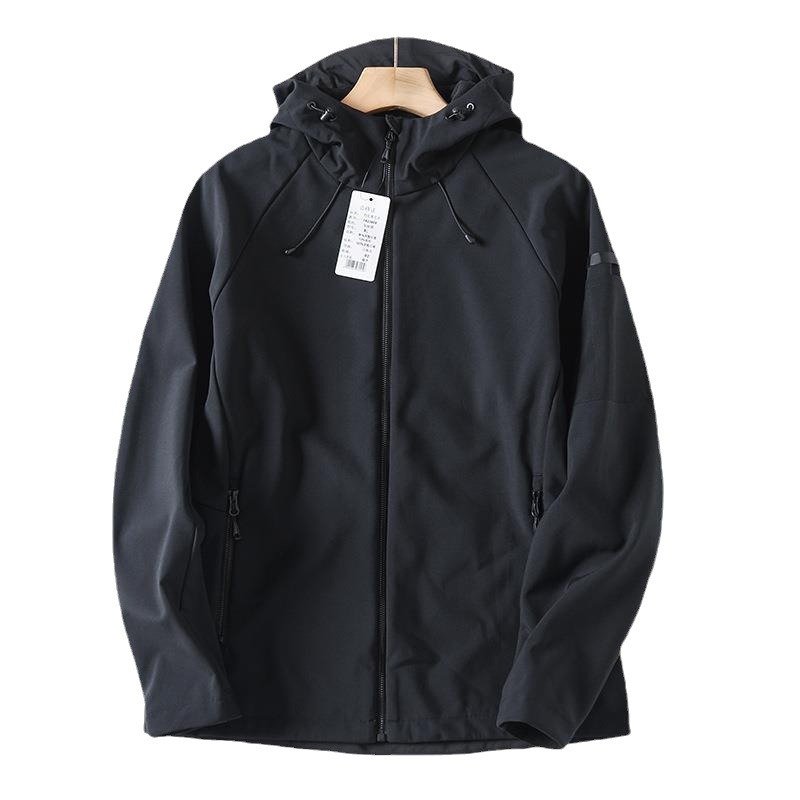 Nordic city outdoor! Windproof and waterproof! Autumn and winter men's foreign trade plus velvet soft shell hooded jacket_voghion.com
