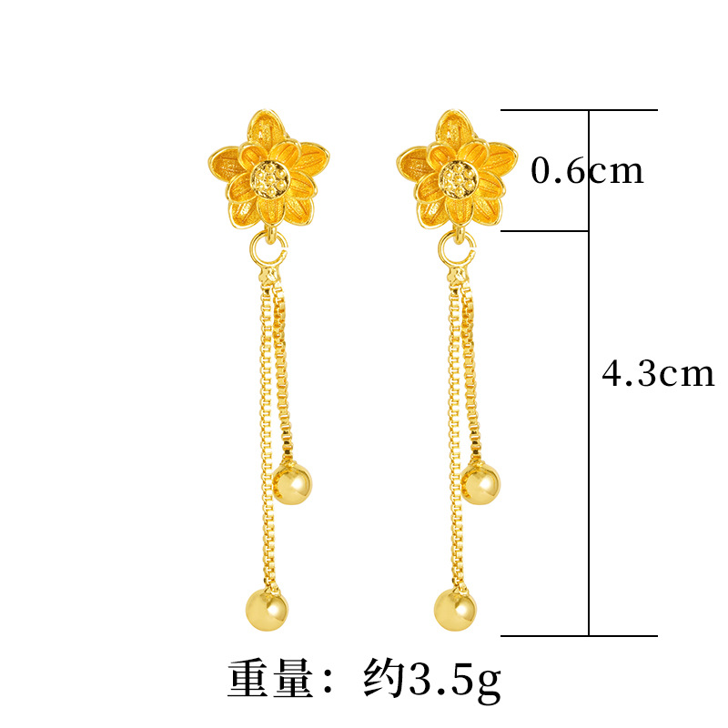 Pendientes de loto de estilo chino pendientes de flores retro elegantes de las mujeres estilo antiguo arena oro imitación oro diseño sentido Pequeño Libro Rojo popular image 6