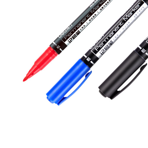 Deli marker 6824 double-headed black oily hook line pen thick-head art fine-head painting quick-drying marker pen
