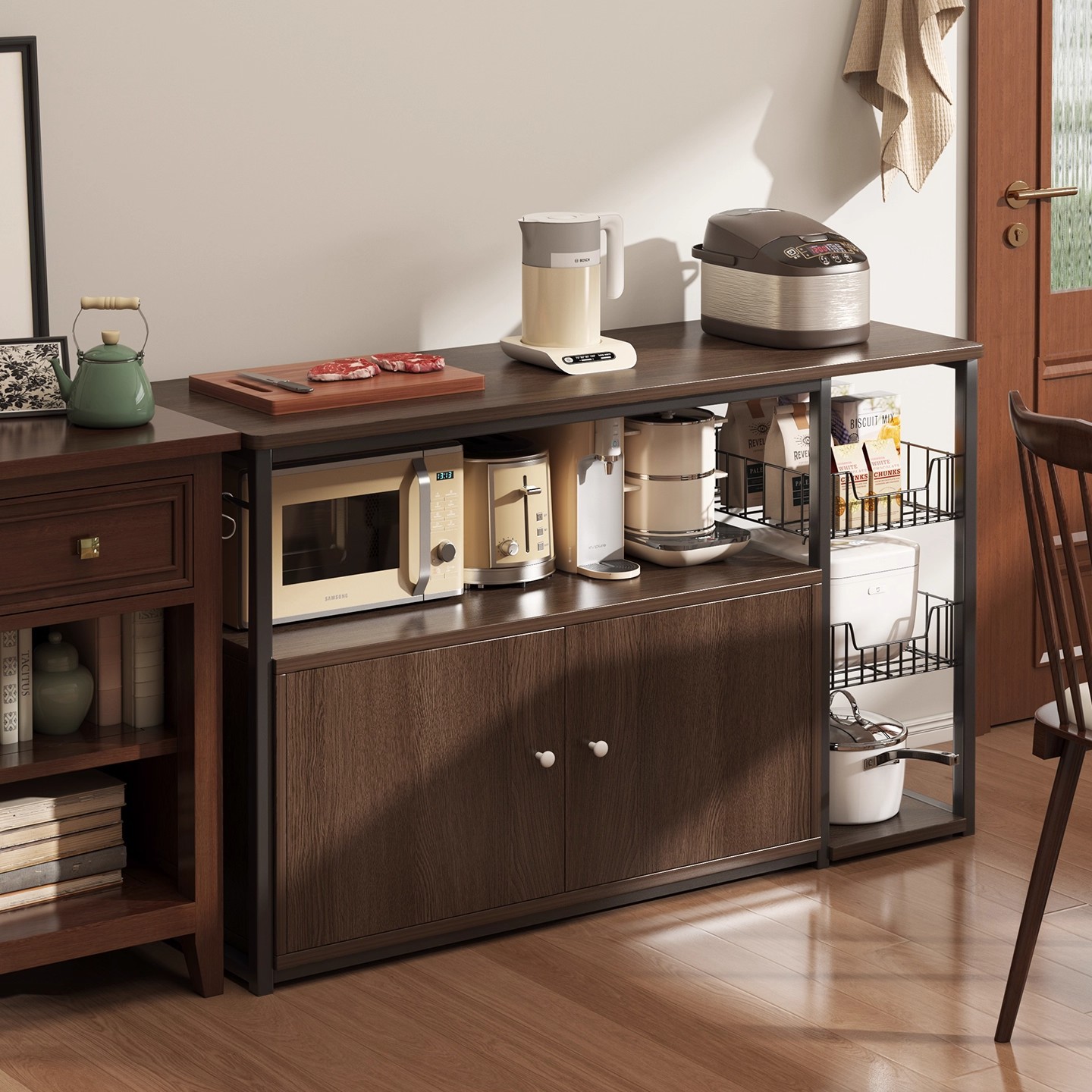 armario de comedor contra la pared armario de almacenamiento integrado sala de estar armario de almacenamiento de cocina doméstica armario multifuncional armario de borde estrecho