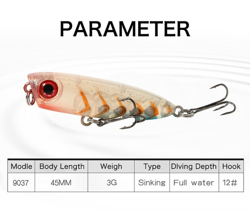 Japanese Luya bait micro-submersible pencil wave climbing one-piece bait 3g stream horse mouth fake bait