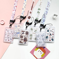 Cute Animal Transparent One-Piece Flip Waterproof Cartoon Card Case for Student Campus Card Book Card Protector