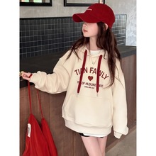 女童卫衣春秋款2025新款女大童加绒休闲连帽上衣儿童长袖打底衫潮