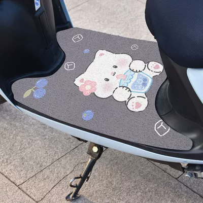 Electric vehicle foot mat — pedal pad free cutting foot pad - 221-milk-tea-kitten-width-50xlength-70cm
