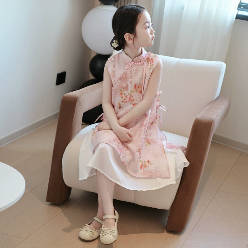 Платье для девочек Chongsao платье в китайском стиле Новый китайский стиль для детей летом улучшенное платье принцессы Гучжэн платье платье платье