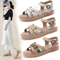 真皮軟底軟面平底外穿涼鞋女夏新款防滑牛筋底媽媽孕婦鞋42大碼女