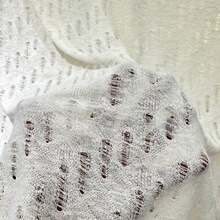 雪花洞洞网布镂空色织毛线针织提花面料衣服T恤公仔娃娃装饰布料