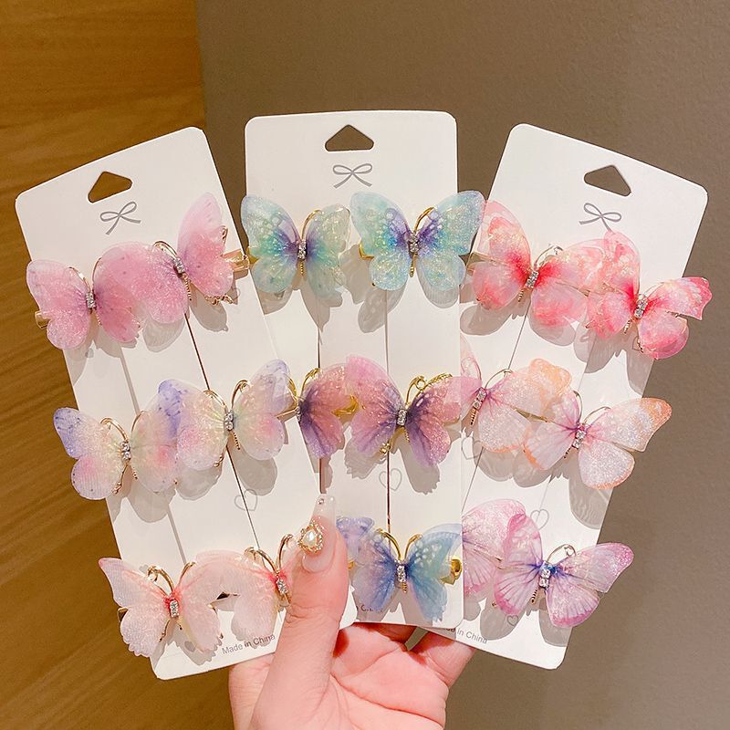 蝶のヘアピン女の子プリンセスかわいいスーパー妖精子供ヘアアクセサリー頭飾り卸売ヘアピン前髪クリップサイドクリップ|undefined