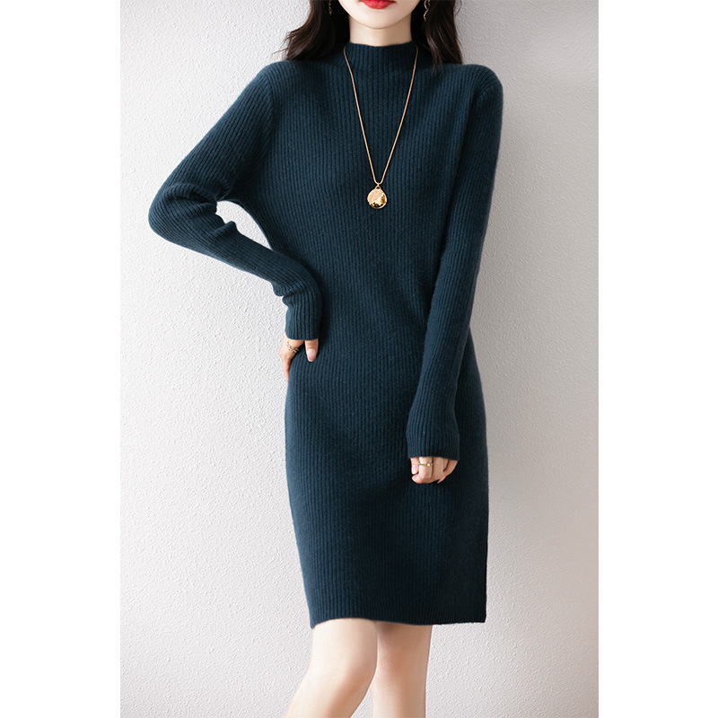 Mid-length pure wool dress for autumn and winter 2024 new ladies gentle style women's knee-length sweater skirt Mid-length pure wool dress for autumn and winter 2024 new ladies gentle style women's knee-length sweater skirt