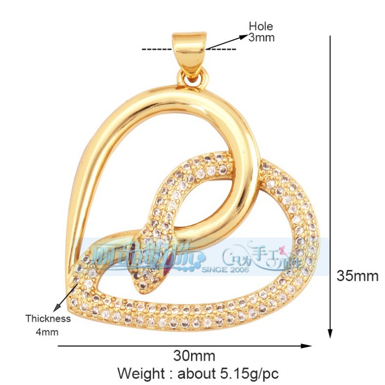 3g Weight Pendant Jewelry Making Type DIY Jewelry Accessories Classification 1 Piece Quantity Copper Material Heart Shape Pattern Hip-Hop, Vintage Style Style 1 Piece Copper Heart Shape Pendant 17