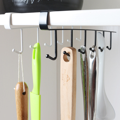 Kitchen iron hooks, traceless, nail-free, cabinets, wall cabinets, partitions, storage racks, row hooks, wardrobe storage and organization hooks