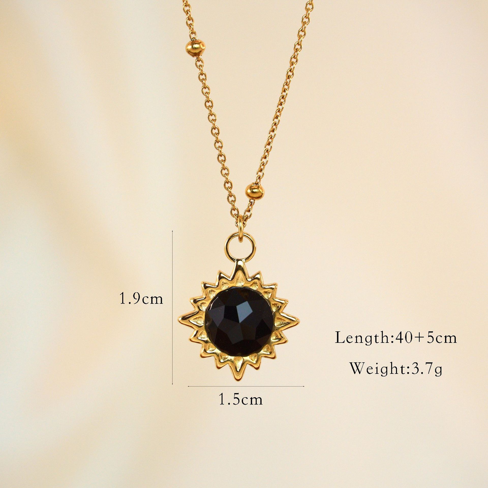 natural stone, Titanium Steel Material Simple Style Geometric Natural Stone Titanium Steel Pendant Necklace In Bulk