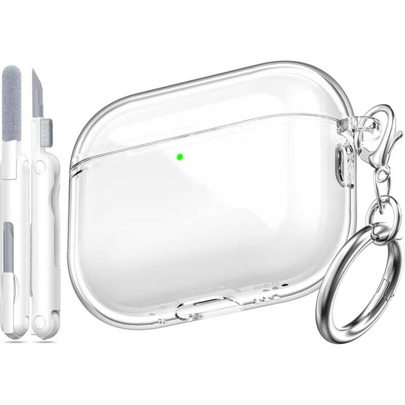 Suitable for Airpods5/Pro3/4 Generation Earphone Cases, Transparent Tpu Anti-Fall Protective Cover, Metal Buckle, Cleaning Pen Set