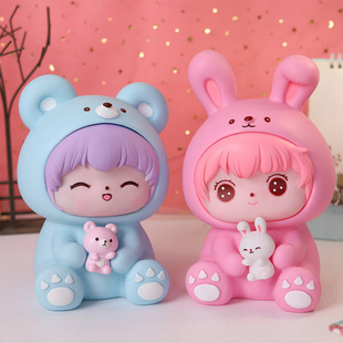 Couple Kidsren's Piggy Bank Girl 2024 New Storage Tank Piggy Bank Boy Creative Cartoon Piggy Bank