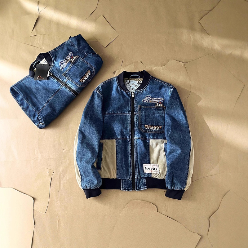 25Ss Spring and Autumn New Evisu Fashion Versatile Trendy Men's and Women's Couple Pilot Casual Jacket Denim Outerwear
