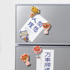 Simulation bouquet 3D resin refrigerator magnet creative 3D rose lily magnetic sticker cultural and creative decoration gift wholesale