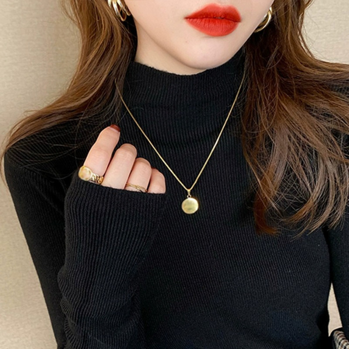 秋冬半高领紧身毛衣打底衫女春秋2025新款加绒内搭上衣冬季针织衫|undefined