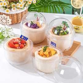 椰子冻打包盒椰奶冻包装盒圆形慕斯蛋糕水果捞球透明椰子蛋打包盒