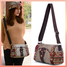民族风单肩包女棉麻布包女士单肩斜挎包休闲轻便小包旅游包包女